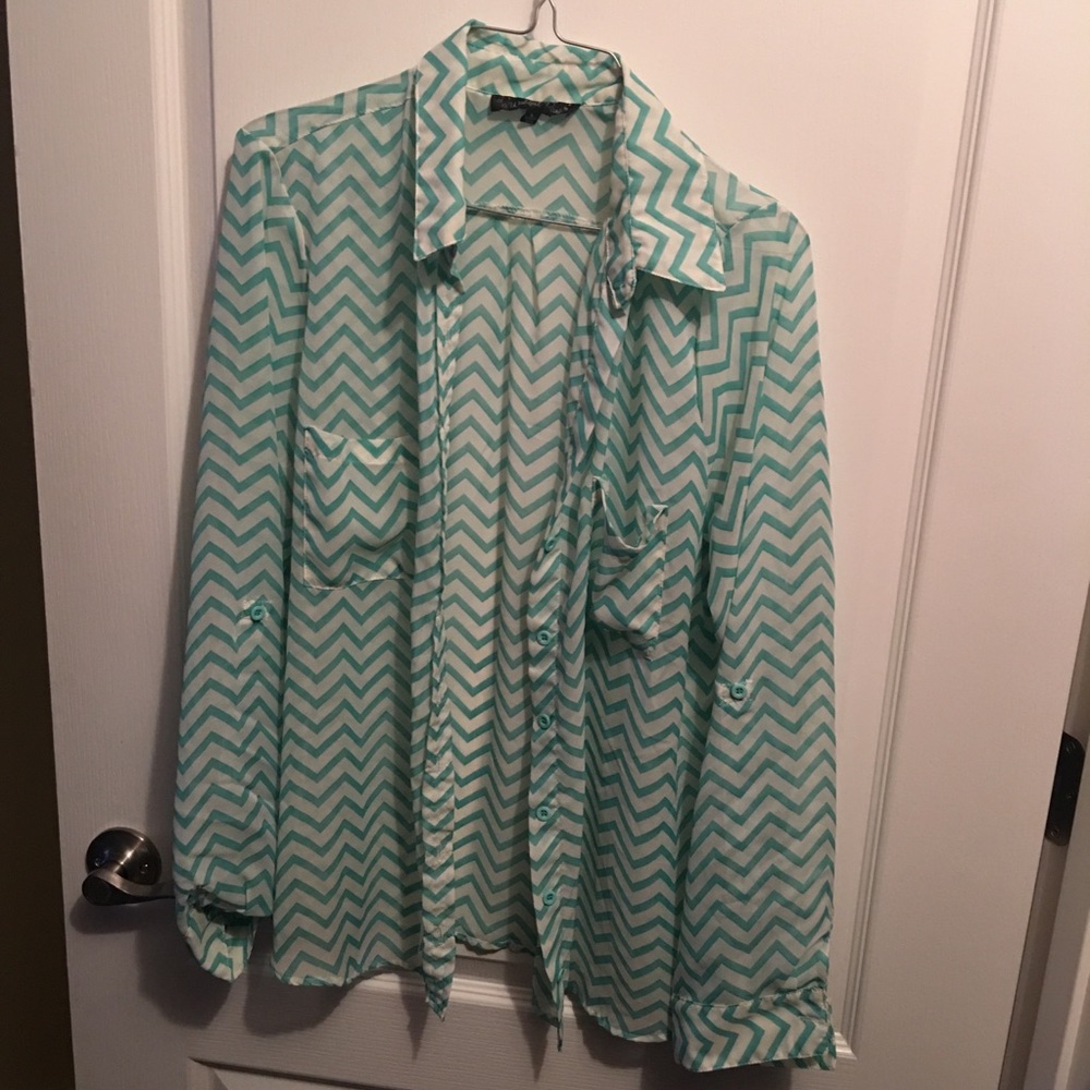 Mint green chevron top